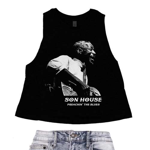 Graphic Son House Contrast Racerback Crop Top - Women