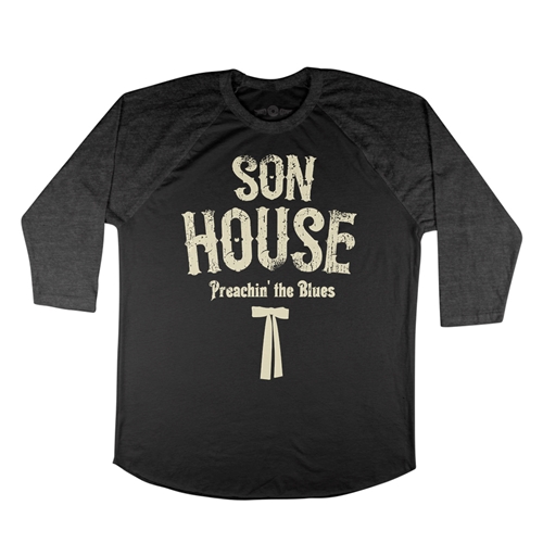 Son House Southern Bow Tie Baseball T-Shirt - raglanblackblacksleeve