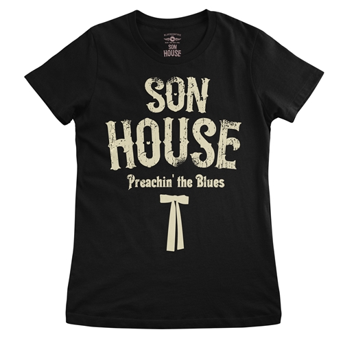 Son House Southern Bow Tie Ladies T Shirt - Relaxed Fit - ladiesblack