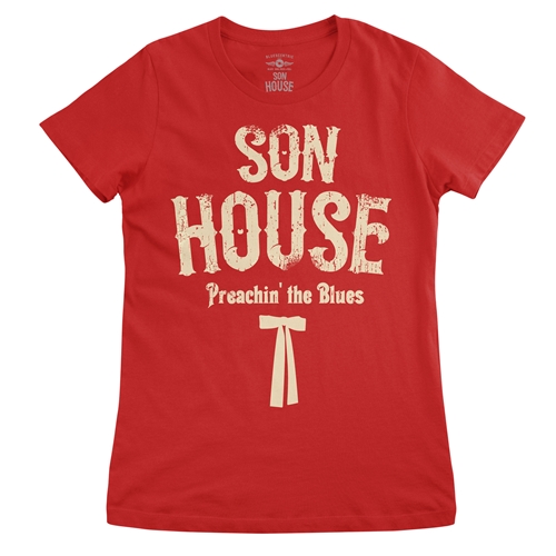 Son House Southern Bow Tie Ladies T Shirt - Relaxed Fit - ladiesred