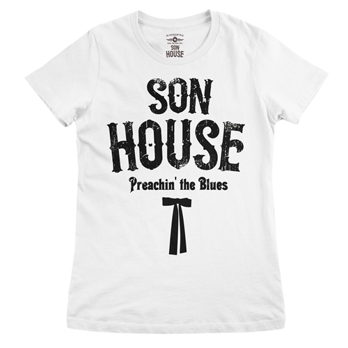 Son House Southern Bow Tie Ladies T Shirt - Relaxed Fit - ladieswhite