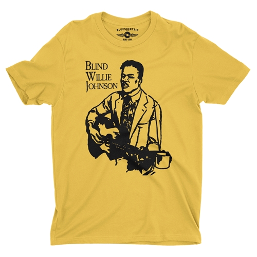 Blind Willie Johnson Line Cut T-Shirt - Lightweight Vintage Style - vintagemaizeyellow