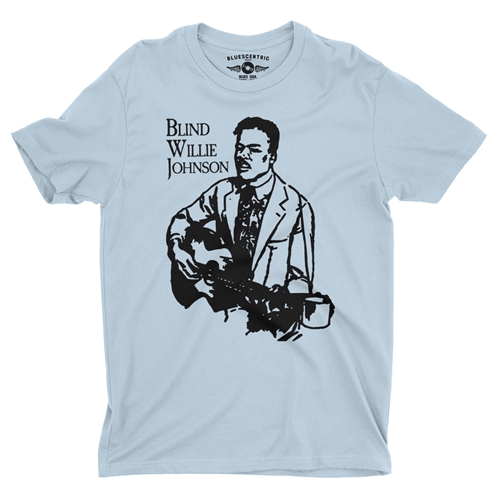 Blind Willie Johnson Line Cut T-Shirt - Lightweight Vintage Style - vintagethrowbackblue