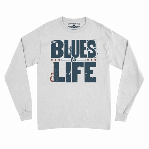 The Blues Is Life Long Sleeve T-Shirt - longsleevewhite