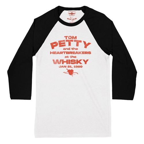 Tom Petty and the Heartbreakers at The Whisky Baseball T-Shirt - raglanwhiteblacksleeve