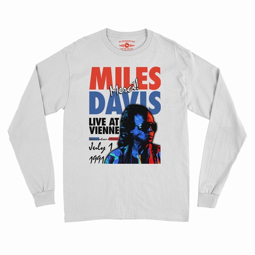 Miles Davis Live in France Vintage Concert Long Sleeve T-Shirt - longsleevewhite