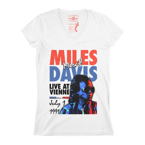 Miles Davis Live in France Vintage Concert V-Neck T Shirt - Women