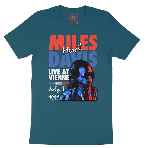 Miles Davis Live in France Vintage Concert T-Shirt - Lightweight Vintage Style - vintagedeepteal
