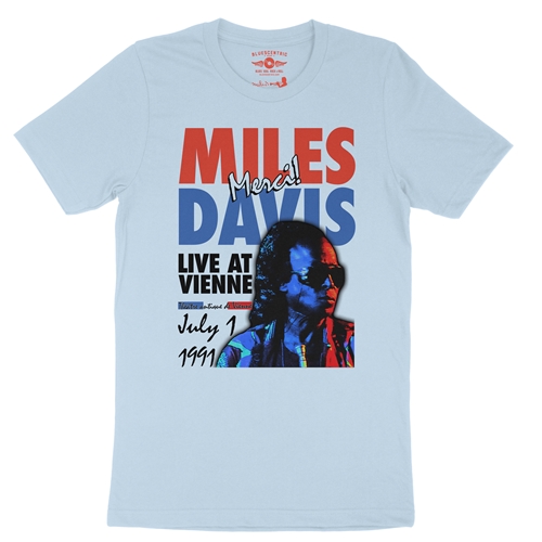 Miles Davis Live in France Vintage Concert T-Shirt - Lightweight Vintage Style - vintagethrowbackblue