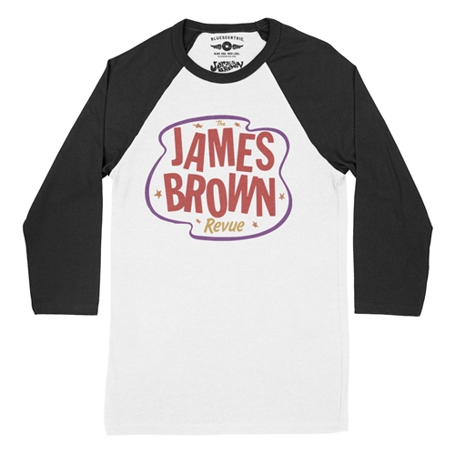 FUNKY James Brown Revue Baseball T-Shirt - raglanwhiteblacksleeve