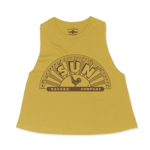 Classic Brown Sun Records Logo Racerback Crop Top - Women