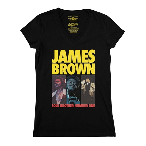 James Brown Soul Brother #1 Collage V-Neck T Shirt - Women