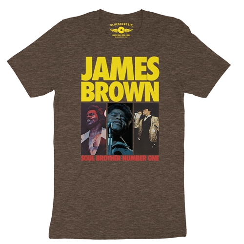 James Brown Soul Brother #1 Collage T-Shirt - Lightweight Vintage Style - vintageheatherbrown