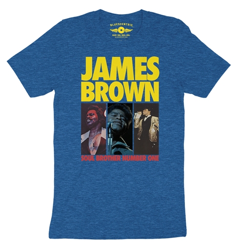 James Brown Soul Brother #1 Collage T-Shirt - Lightweight Vintage Style - vintageheatherroyalblue