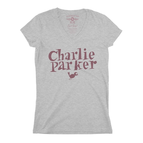 Charlie Parker Mauve Logo V-Neck T Shirt - Women