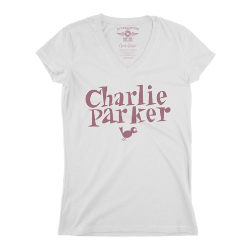 Charlie Parker Mauve Logo V-Neck T Shirt - Women