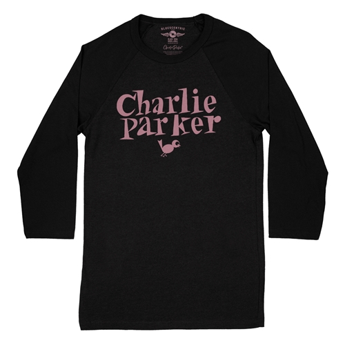 Charlie Parker Mauve Logo Baseball T-Shirt - raglanblackblacksleeve