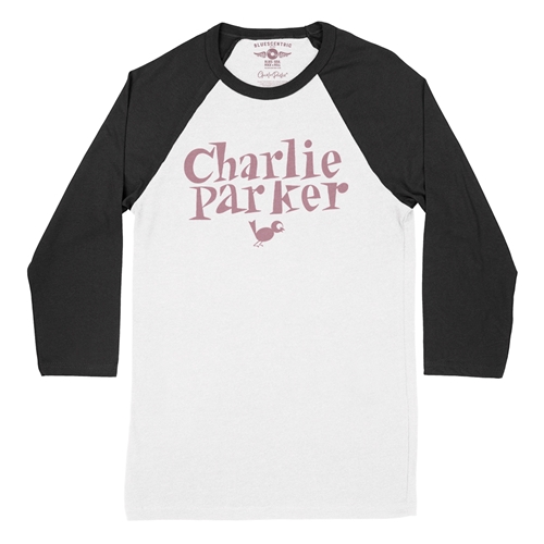 Charlie Parker Mauve Logo Baseball T-Shirt - raglanwhiteblacksleeve