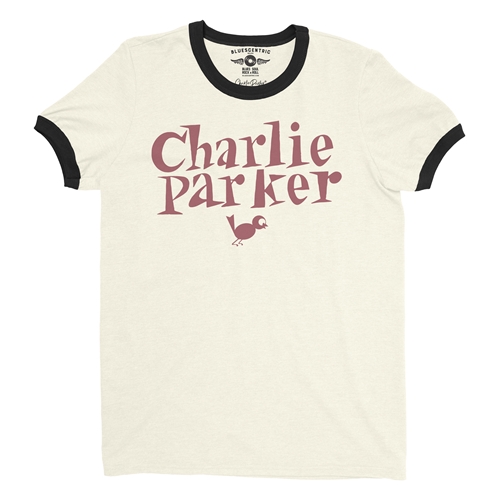 Charlie Parker Mauve Logo Ringer T-Shirt - ringernaturalblacktrim
