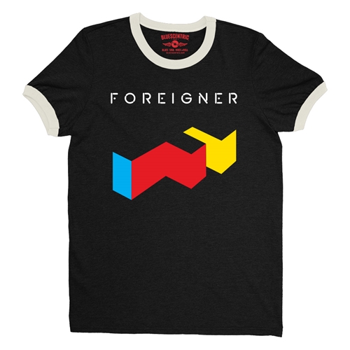 Foreigner Logo Ringer T-Shirt - ringerblackcreamtrim