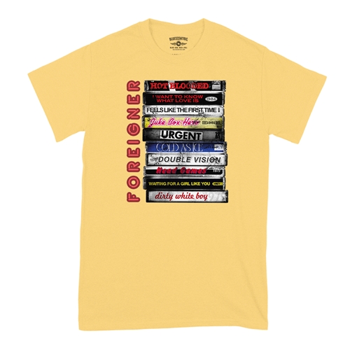 Foreigner Tape Stack T-Shirt - Classic Heavy Cotton - classicyellow