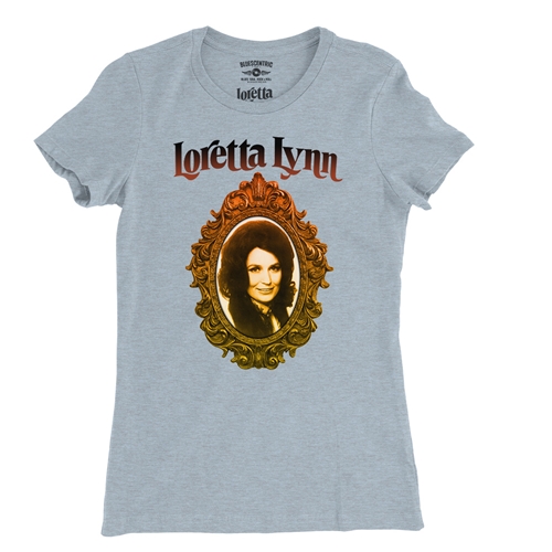 Loretta Lynn Portrait Ladies T Shirt - Relaxed Fit - ladiesheatherprismblue