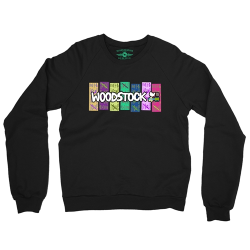 Woodstock Rainbow Concert Ticket Crewneck Sweatshirt - crewneckblack