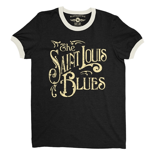 The Saint Louis Blues Ringer T-Shirt - ringerblackcreamtrim