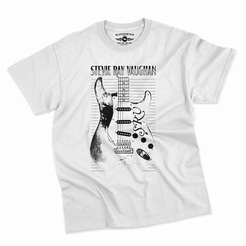 Stevie Ray Vaughan Guitar T-Shirt - Classic Heavy Cotton - classicwhite