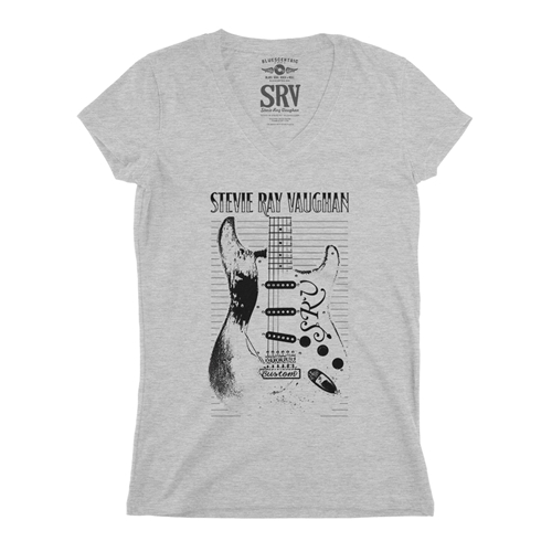 Stevie Ray Vaughan Guitar V-Neck T Shirt - Women