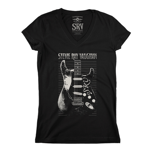 Stevie Ray Vaughan Guitar V-Neck T Shirt - Women