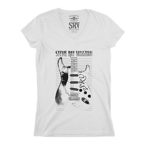 Stevie Ray Vaughan Guitar V-Neck T Shirt - Women