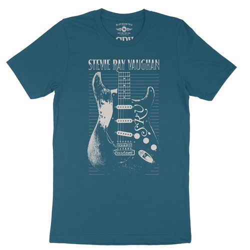 Stevie Ray Vaughan Guitar T-Shirt - Lightweight Vintage Style - vintagedeepteal