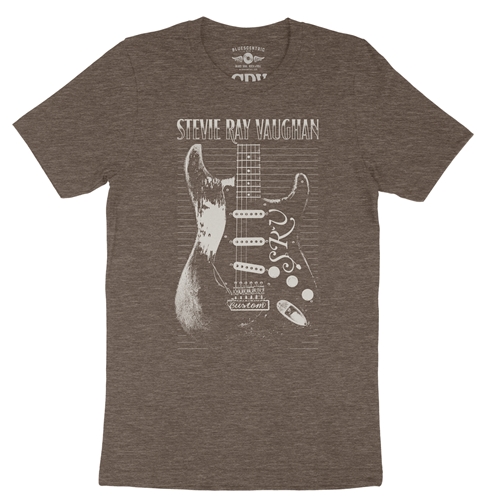 Stevie Ray Vaughan Guitar T-Shirt - Lightweight Vintage Style - vintageheatherbrown