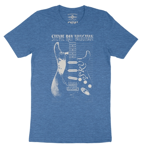 Stevie Ray Vaughan Guitar T-Shirt - Lightweight Vintage Style - vintageheatherroyalblue