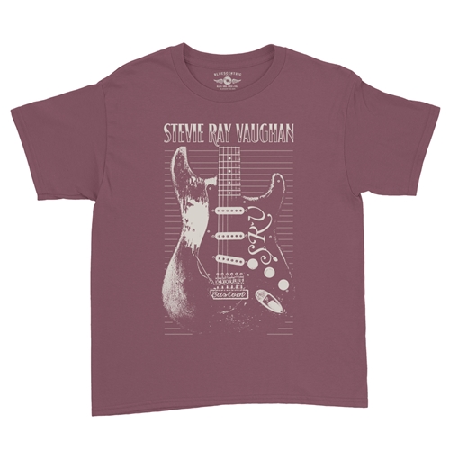 Stevie Ray Vaughan Guitar Youth T-Shirt - Lightweight Vintage Children & Toddlers - youthheathermaroon