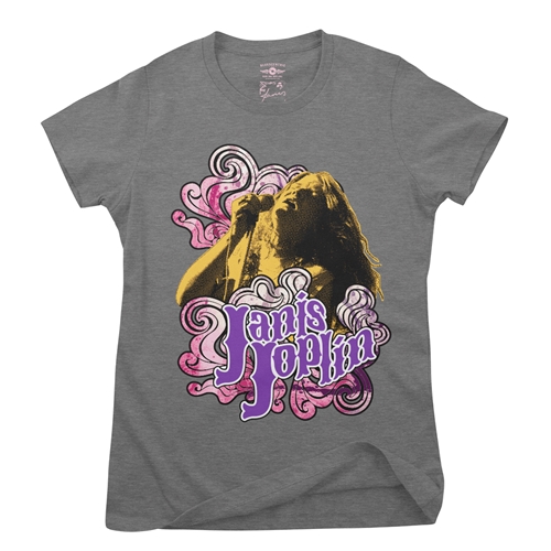 Psychedelic Janis Joplin Graphic Ladies T Shirt - Relaxed Fit - ladiesdeepheather