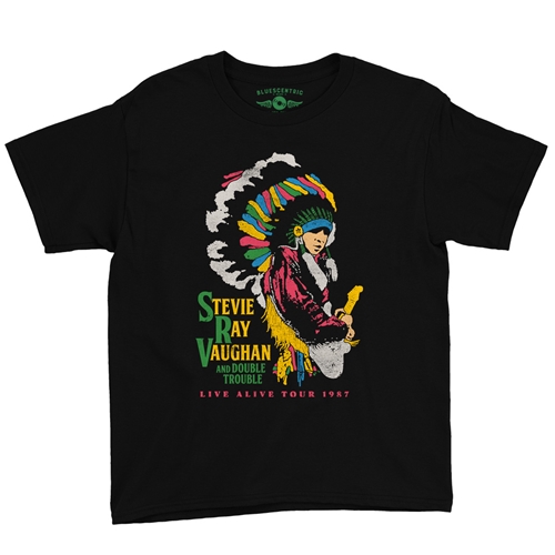 Stevie Ray Vaughan 1987 Vintage Tour Youth T-Shirt - Lightweight Vintage Children & Toddlers - youthblack