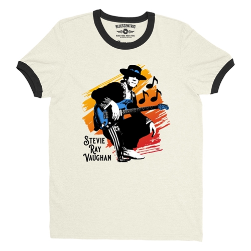 Stevie Ray Vaughan Texas Sunrise Ringer T-Shirt - ringernaturalblacktrim
