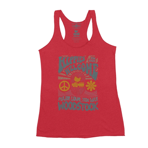 Hippies Welcome Love Woodstock Racerback Tank - Women