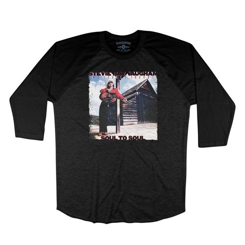 Stevie Ray Vaughan Soul To Soul Baseball T-Shirt - raglanblackblacksleeve