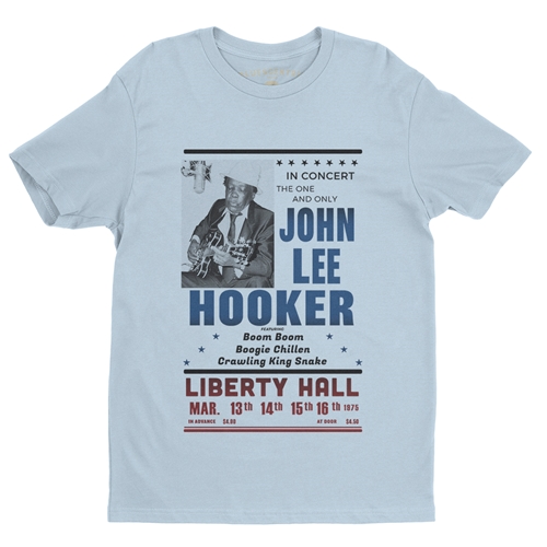 John Lee Hooker Vintage Concert T-Shirt - Lightweight Vintage Style - vintagethrowbackblue