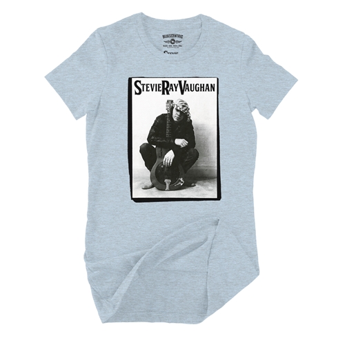 Candid Stevie Ray Vaughan Resonator Ladies T Shirt - Relaxed Fit - ladiesheatherprismblue
