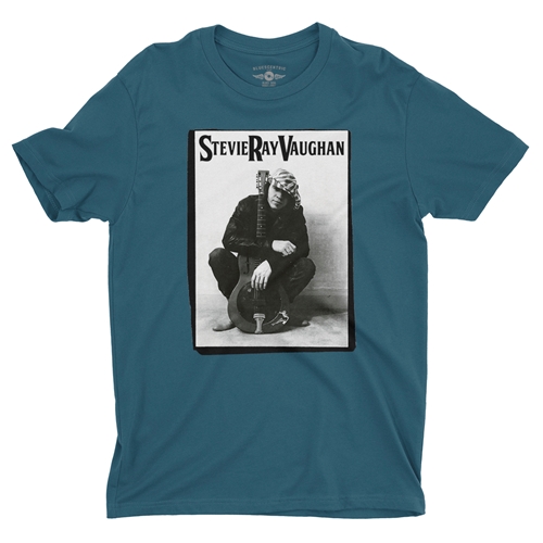 Candid Stevie Ray Vaughan Resonator T-Shirt - Lightweight Vintage Style - vintagedeepteal