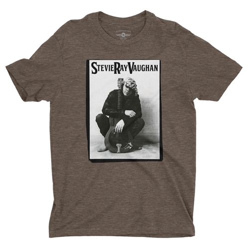 Candid Stevie Ray Vaughan Resonator T-Shirt - Lightweight Vintage Style - vintageheatherbrown