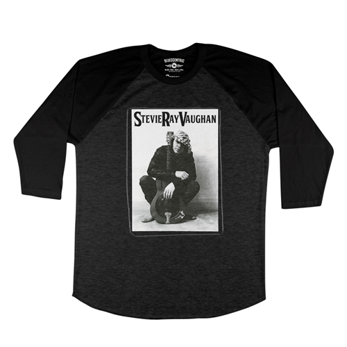 Candid Stevie Ray Vaughan Resonator Baseball T-Shirt - raglanblackblacksleeve