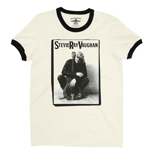 Candid Stevie Ray Vaughan Resonator Ringer T-Shirt - ringernaturalblacktrim