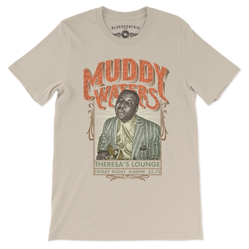 Muddy Waters Father of Chicago Blues T Shirt Mens Licensed Rock N Roll Tee Black
