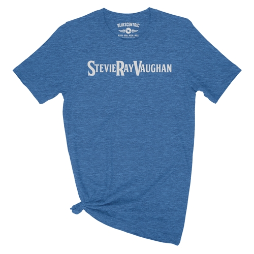 Stevie Ray Vaughan Logo T-Shirt - Lightweight Vintage Style - vintageheatherroyalblue