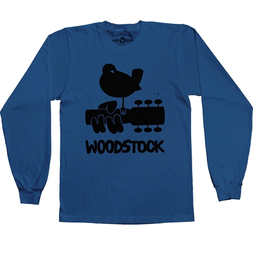Woodstock Black Bird & Guitar Logo Long Sleeve T-Shirt - longsleeveblue